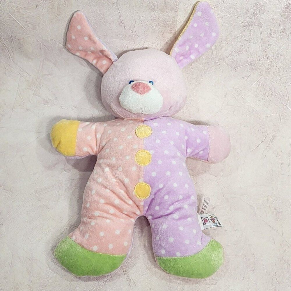 Baby Ganz 13" Snuggle Pup Baby Rattle Plush Lovey Security Toy Polka Dot Pastel
